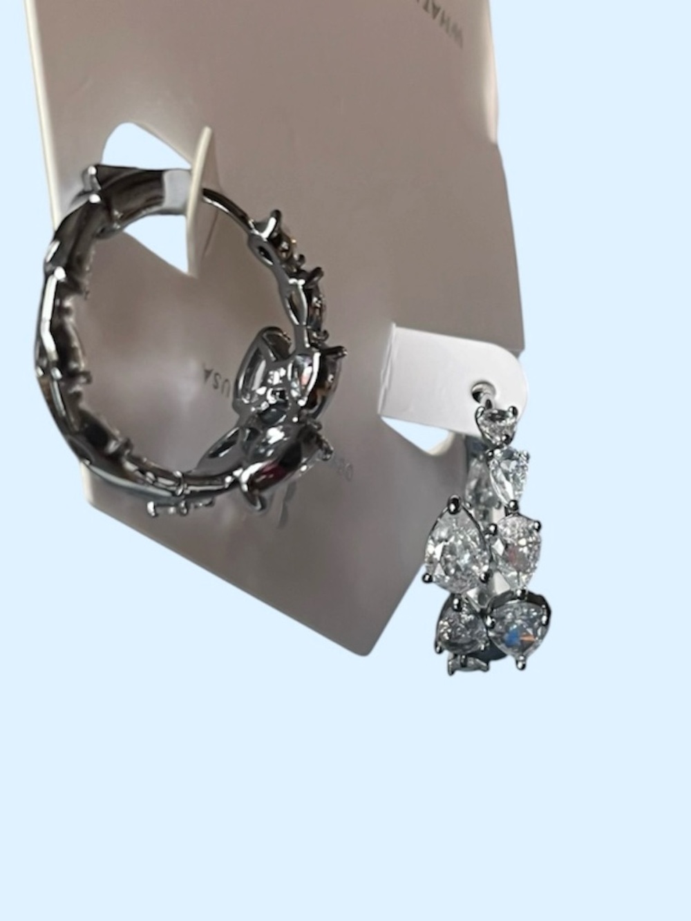 Diamond Cubic Zirconia Hoop Earrings by bp / New In Box/ Birthday collection - Picture 10 of 13